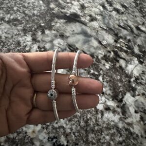 Pandora Silver Bracelet with Rose Gold Heart Charm